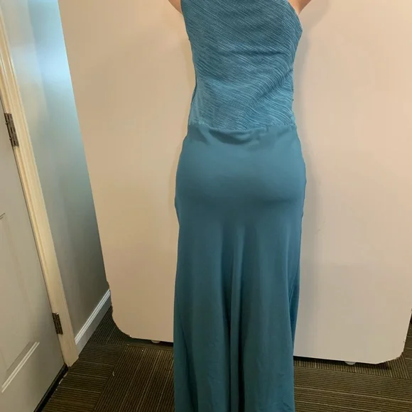 Women junior green blue sleeveless bodycon maxi dress size (M) zipper on the sid - Picture 9 of 9